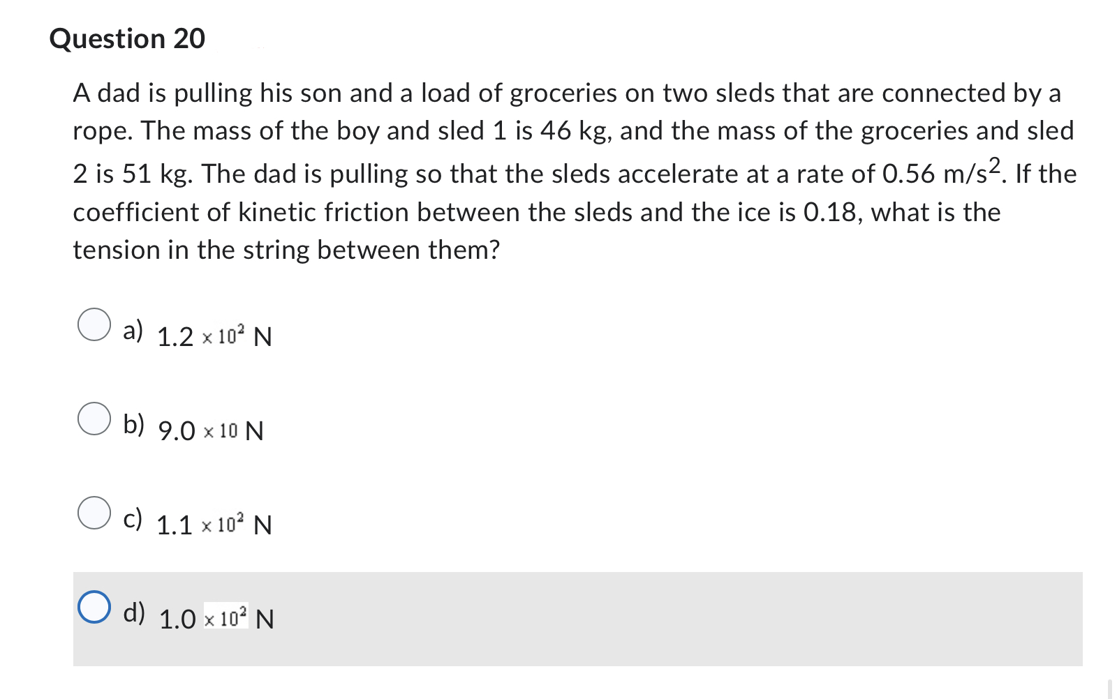 m/s b) 0.26 m/s c) 0.29 m/s d) 0.35 m/s pulley Question