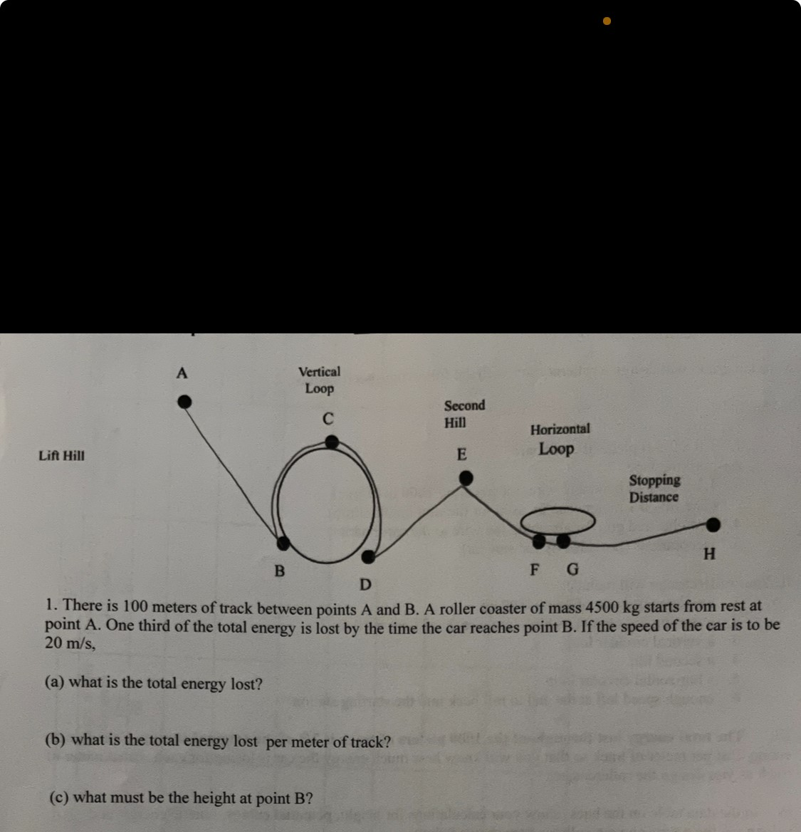 Lift Hill A Vertical Loop Second C Hill Horizontal E Loop Stopping