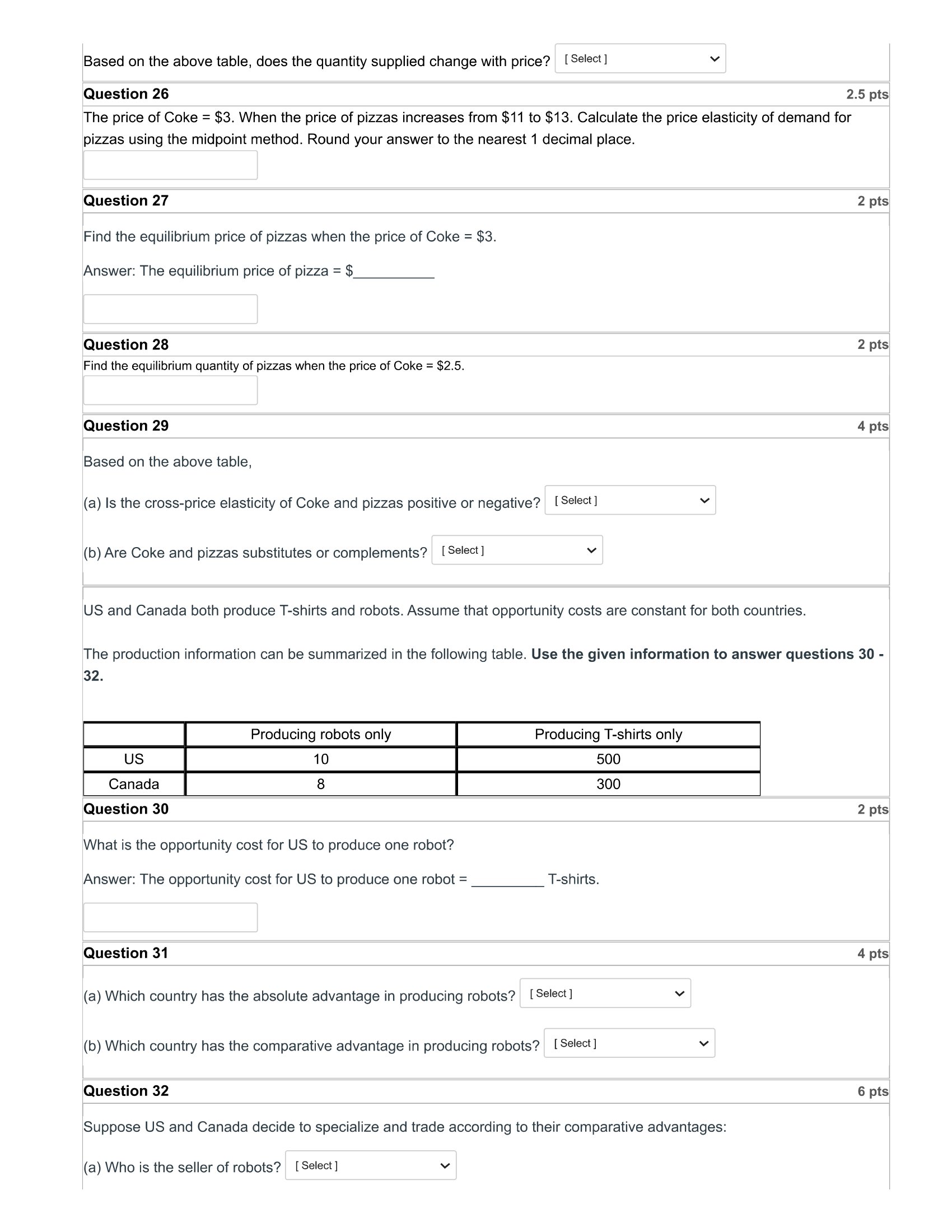 Based on the above table, does the quantity supplied change with price?