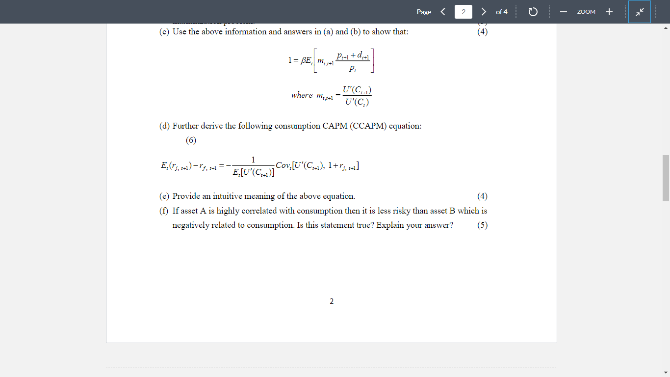 lifetime utility that depends only on current consumption (C) and future consumption