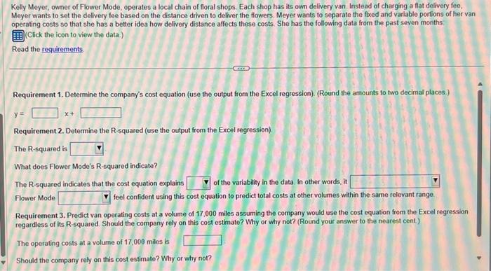 do the following: Determine the company's cost equation (use the output from