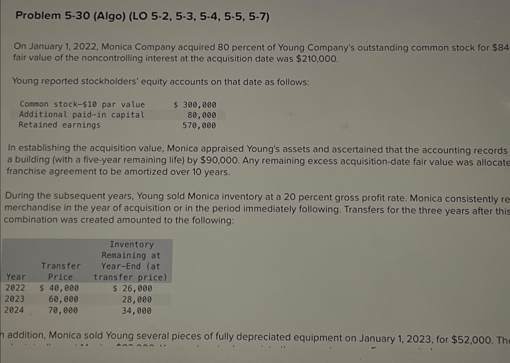 Problem 5-30 (Algo) (LO 5-2, 5-3, 5-4, 5-5, 5-7) On January 1,