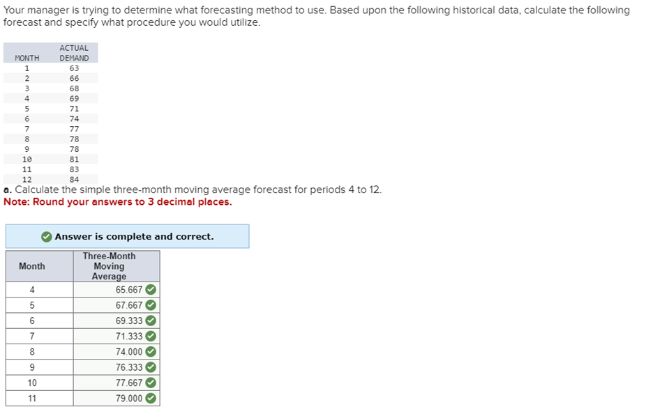 Your manager is trying to determine what forecasting method to use. Based