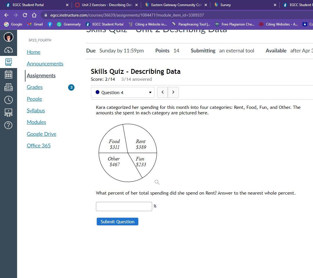 EGCC Student Portal Unit 2 Exercises - Describing Data X Eastern Gateway