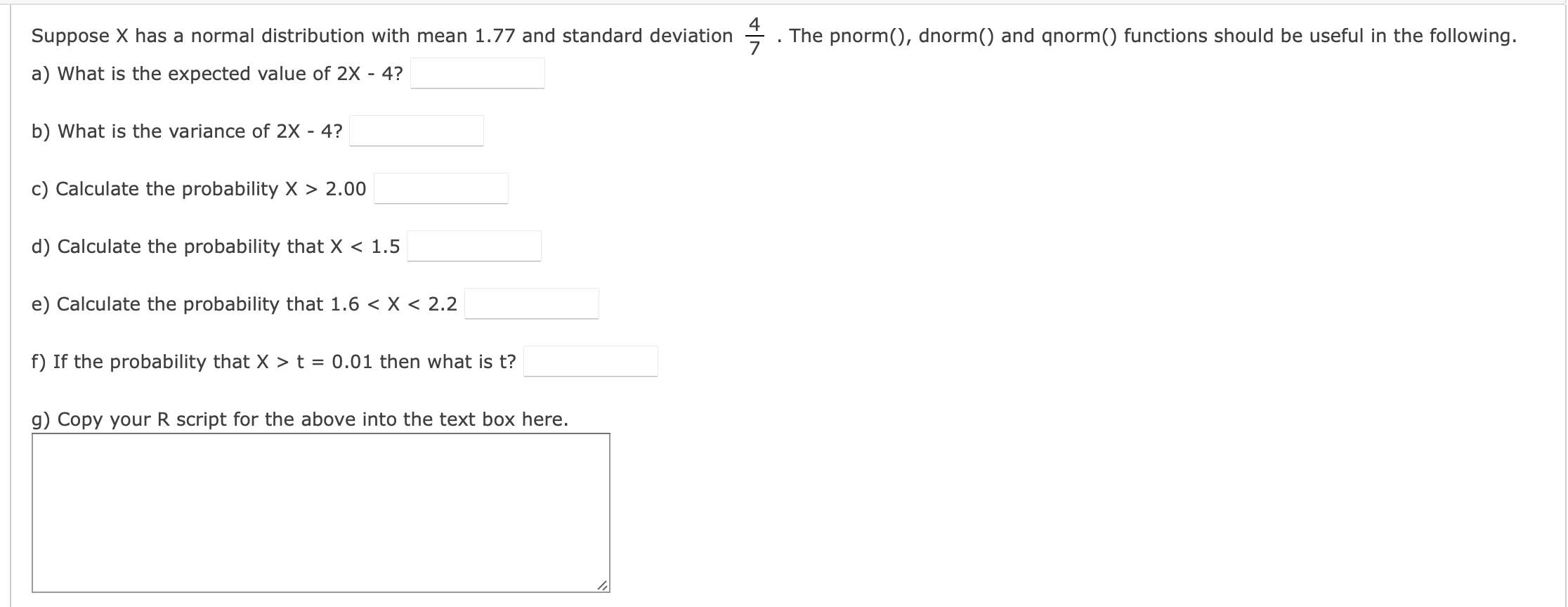 Suppose X has a normal distribution with mean 1.77 and standard deviation