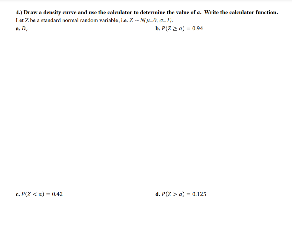 1.23) Name: Show all relevant work for full credit. b. P(Z -1.645)