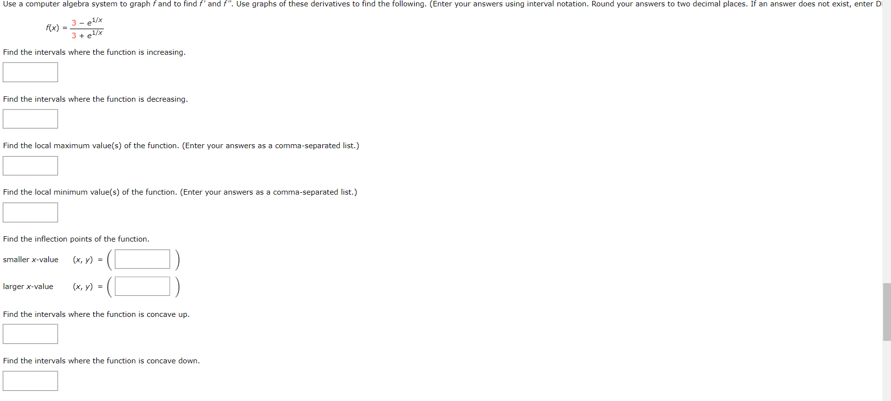 Use a computer algebra system to graph f and to find f'