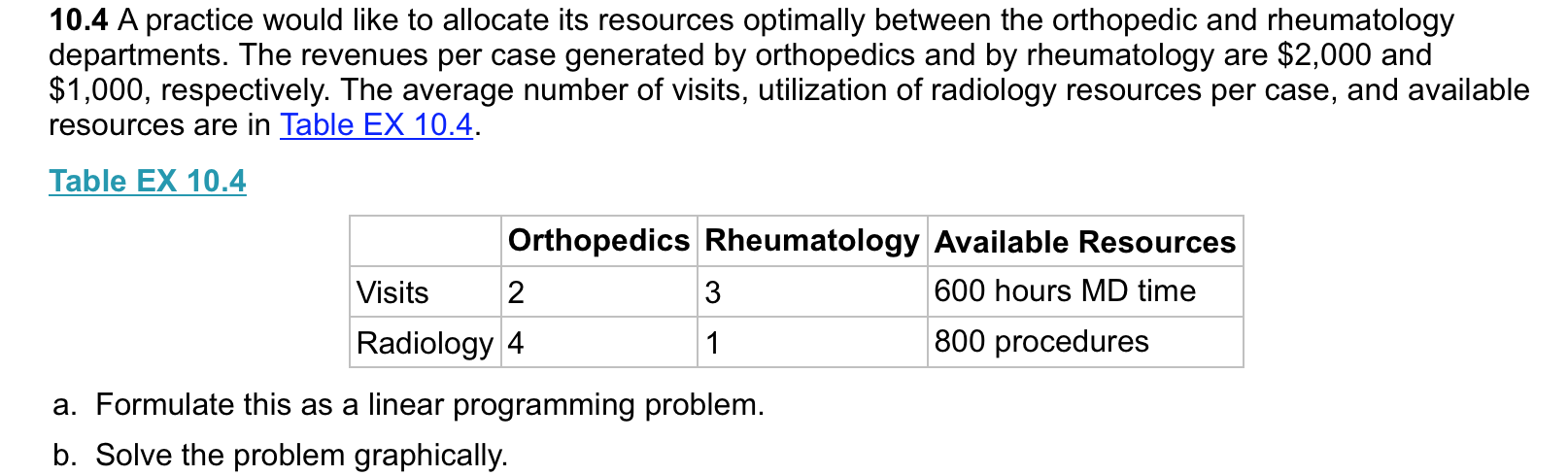 10.4 A practice would like to allocate its resources optimally between the