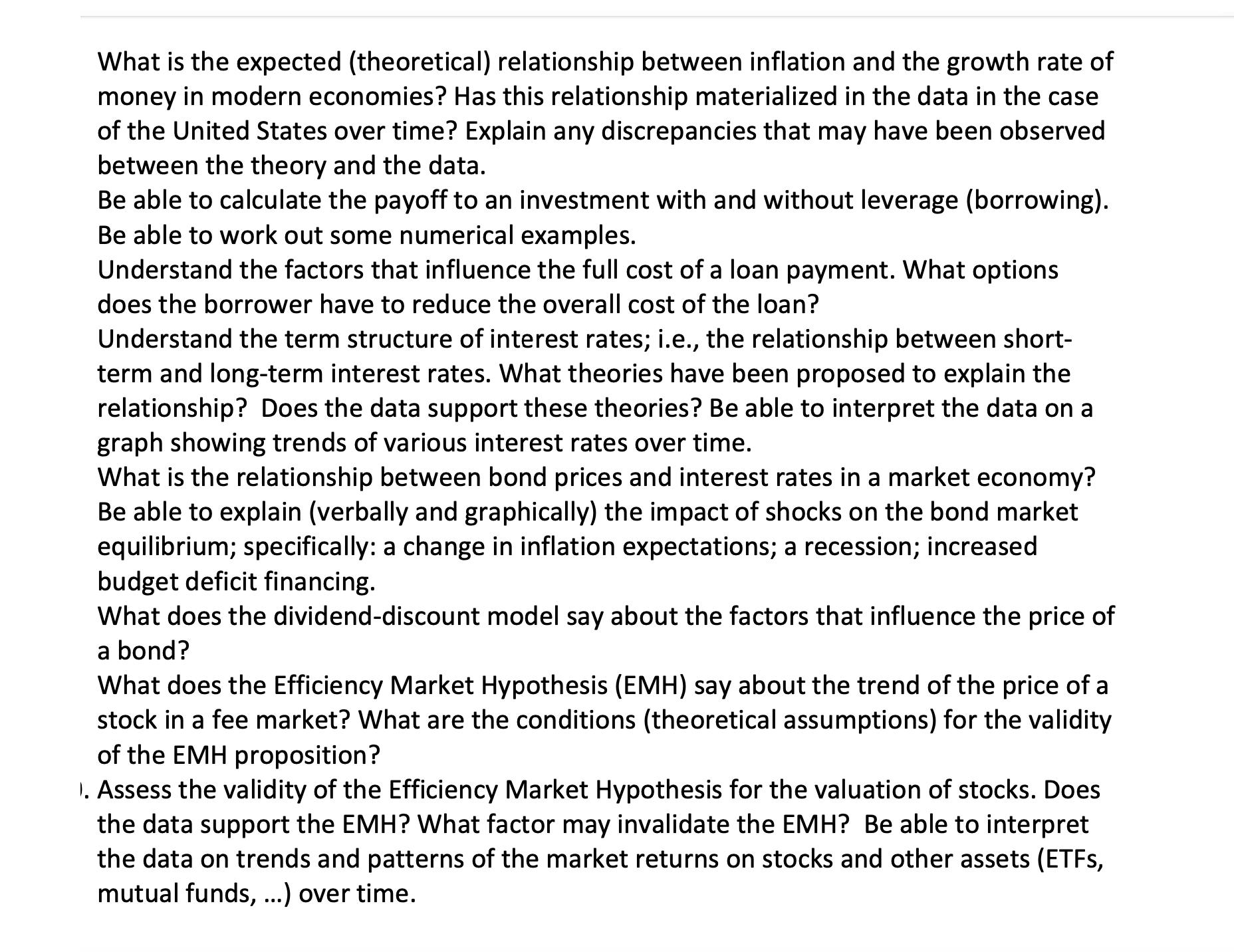 What is the expected (theoretical) relationship between inflation and the growth rate