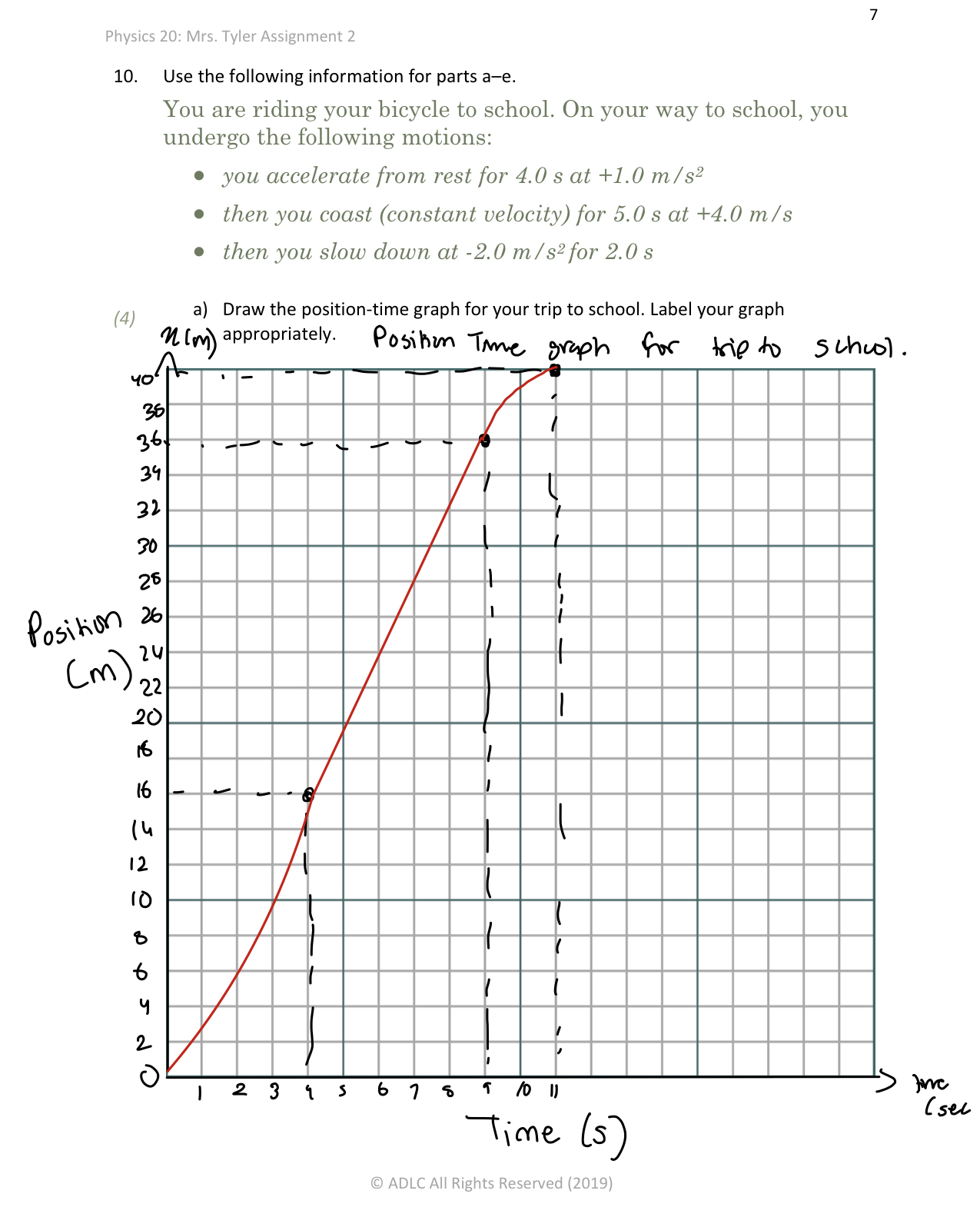m/s. a) If while braking, the train underwent an acceleration of -2.00