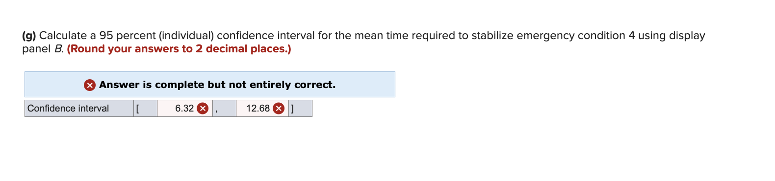 required to stabilize the emergency condition was recorded. The following table gives