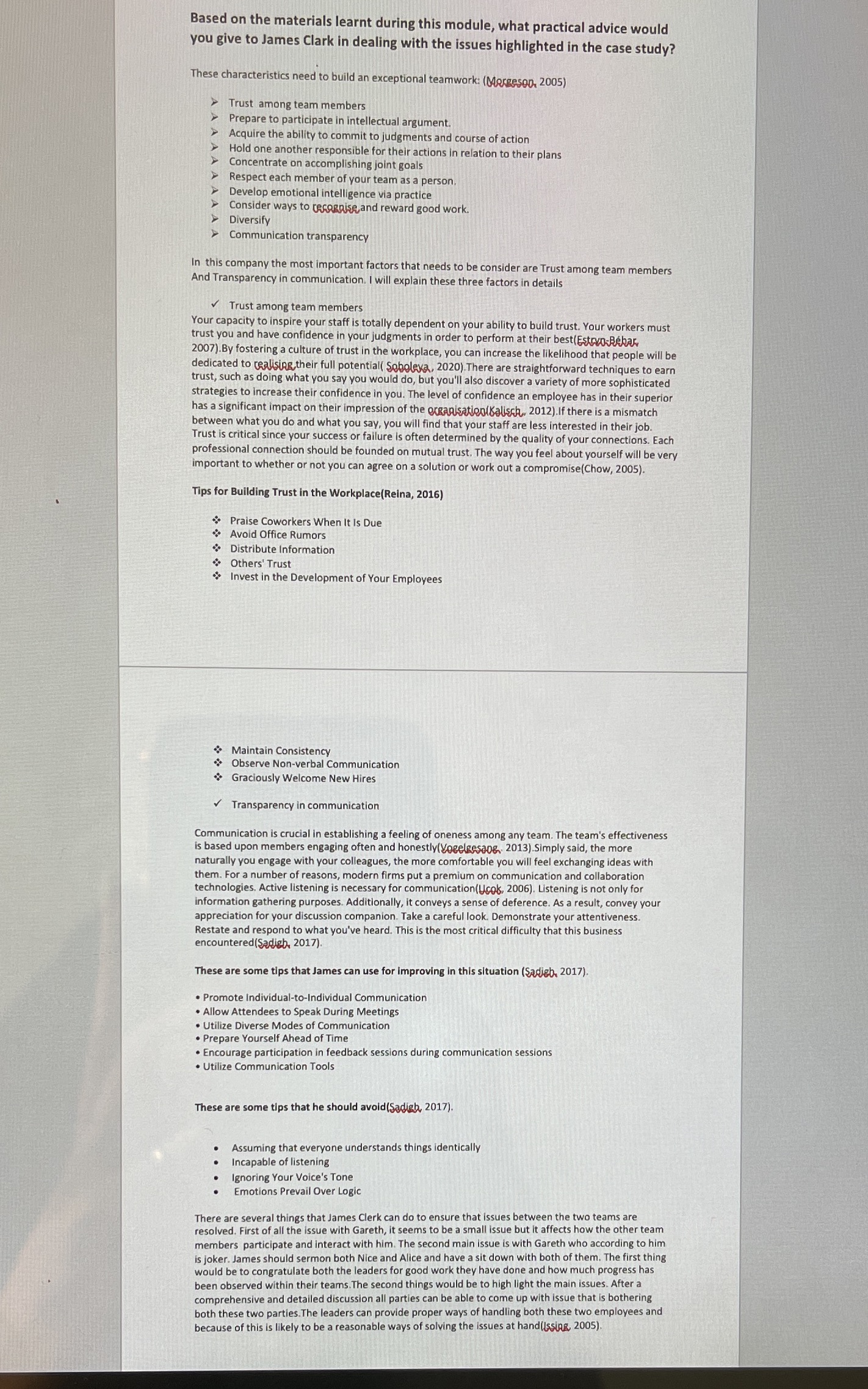 Based on the materials learnt during this module, what practical advice would