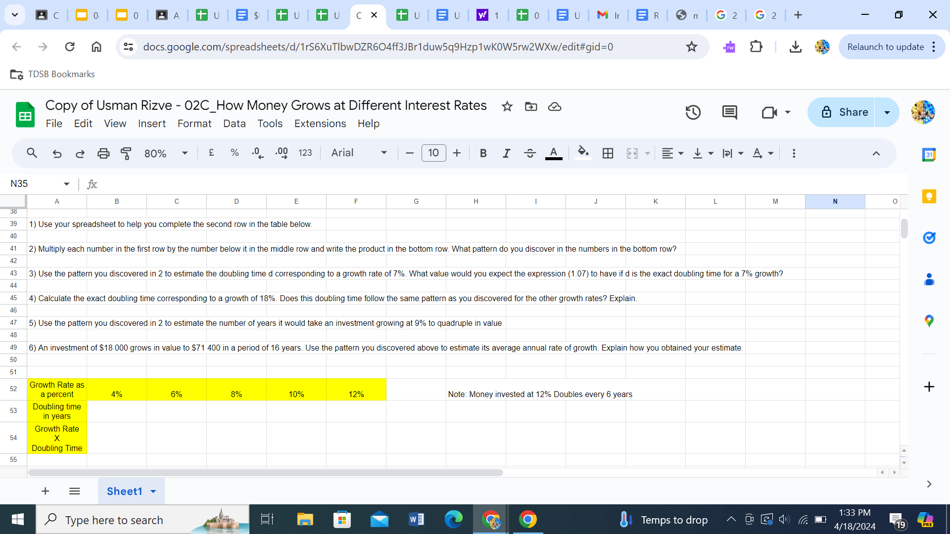 Different Interest Rates File Edit View Insert Format Data Tools Extensions Help