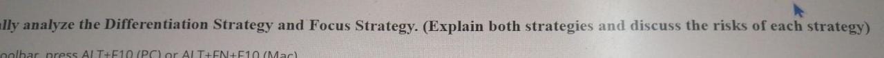 ally analyze the Differentiation Strategy and Focus Strategy. (Explain both strategies and
