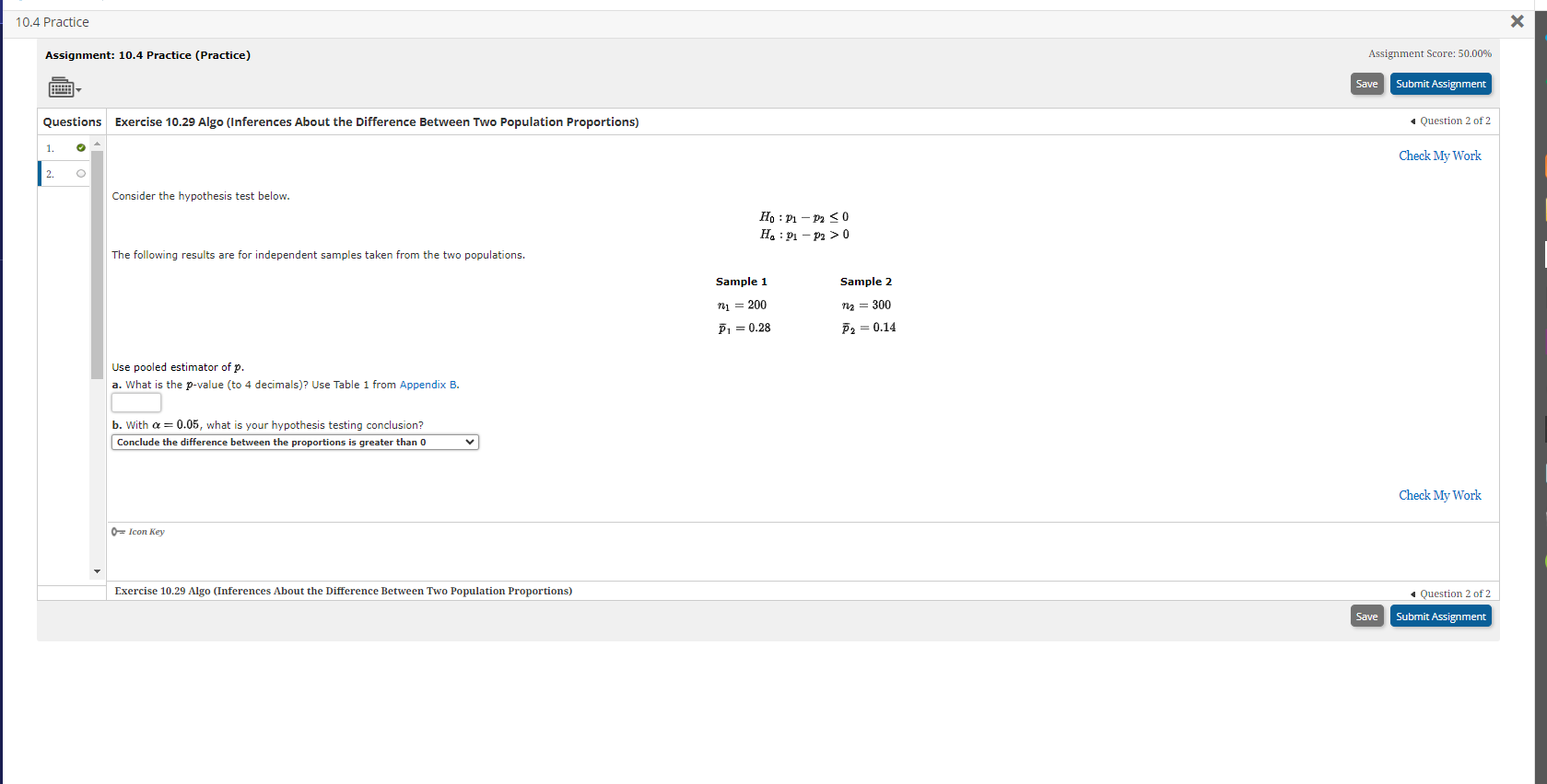 10.4 Practice Assignment: 10.4 Practice (Practice) Questions 1. Exercise 10.29 Algo (Inferences