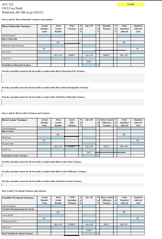 ACC 232 CH 8 Case Study Workbook AP-14B on pp 220-221 Part