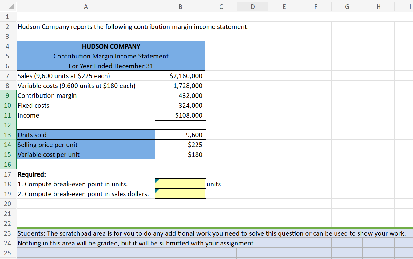 A B C D 1 2 3 4 5 Hudson Company reports
