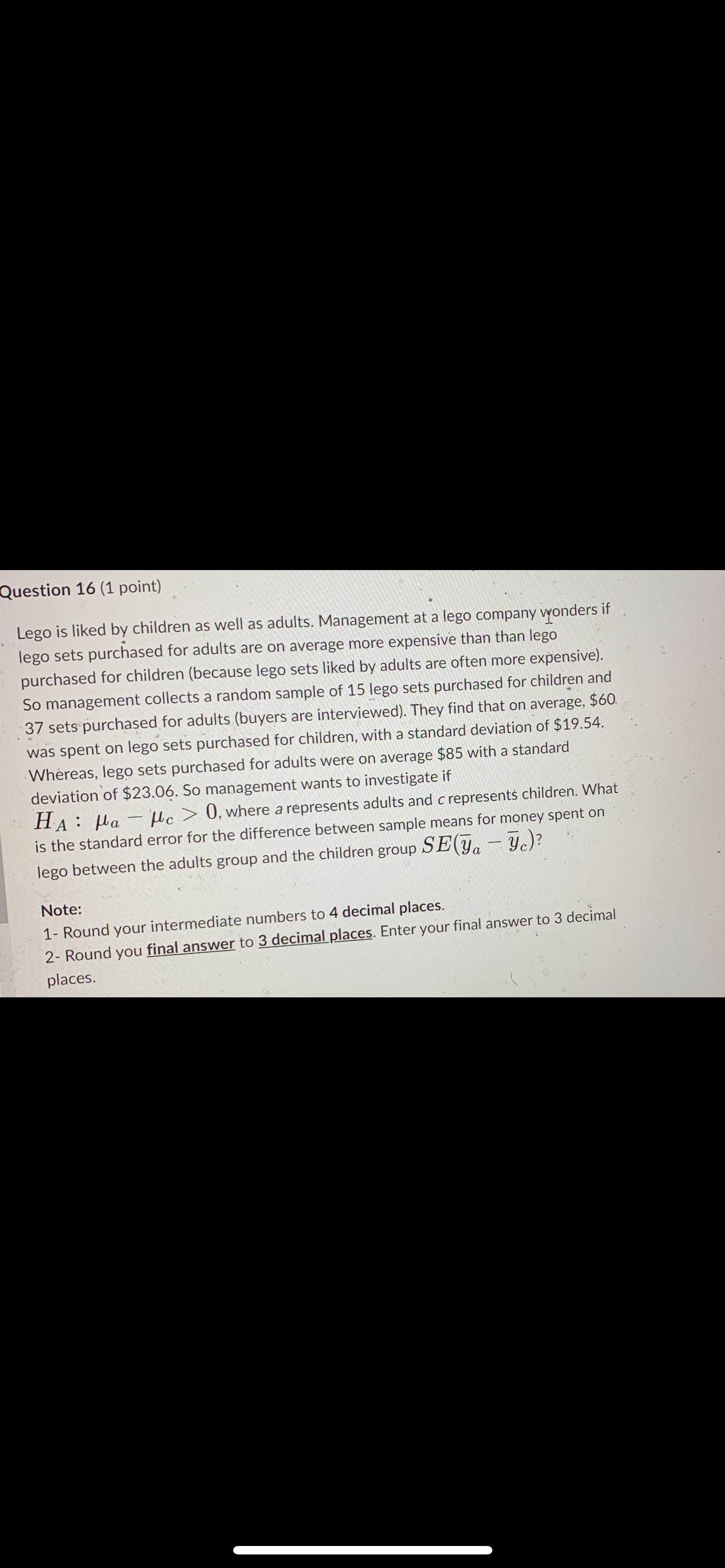 1-2 = 0 \HA: 1 - 2 # 0 From a survey,
