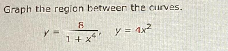 Graph the region between the curves. 8 y = 1 + x4'
