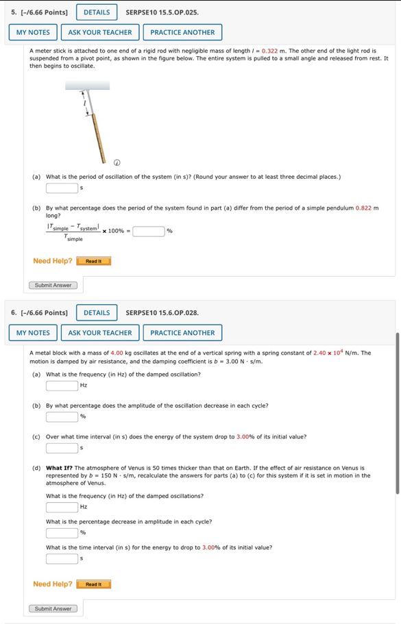 SERPSE10 15.5.OP.025. 5. [-/6.66 Points] DETAILS MY NOTES ASK YOUR TEACHER PRACTICE