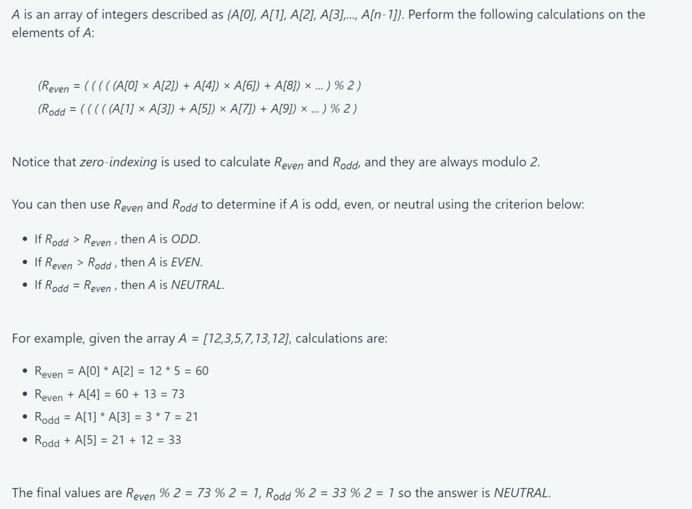 A is an array of integers described as {A[0], A[1], A[2], A[3]....,