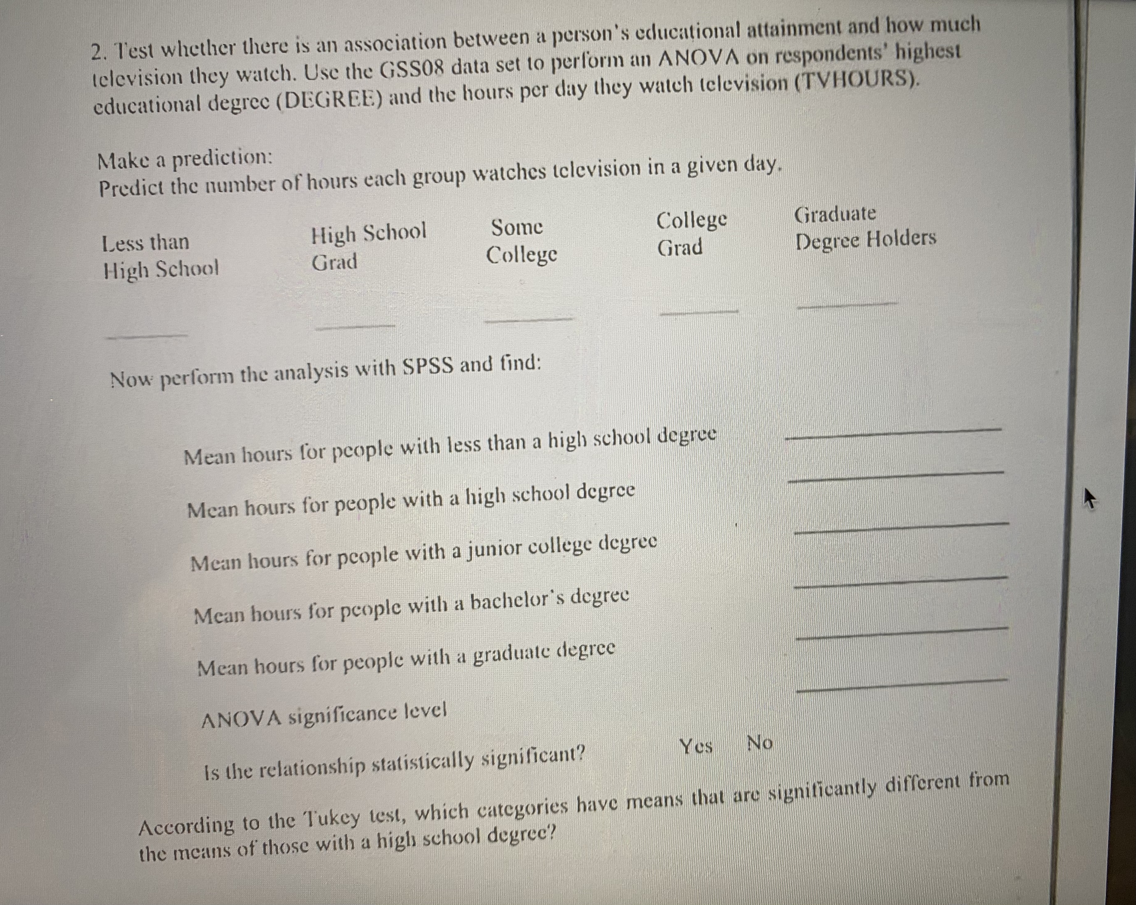 2. Test whether there is an association between a person's educational attainment
