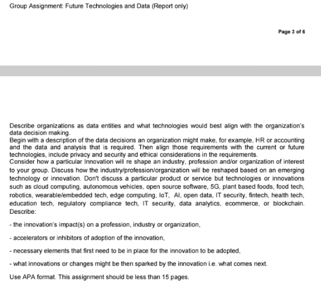 Group Assignment: Future Technologies and Data (Report only) Page 3 of 6