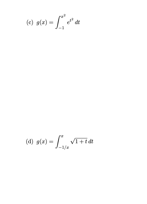 (c) g(x) = = - L de dt (d) g(x) = J