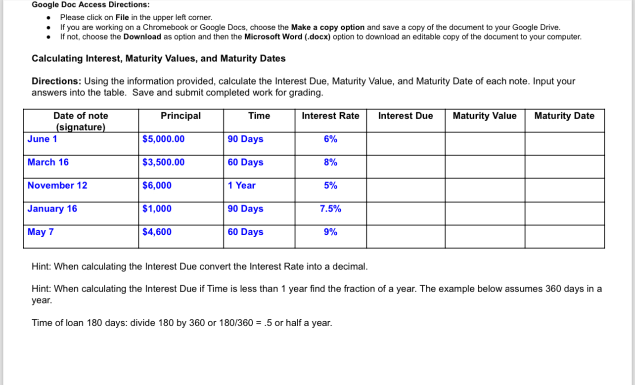 Google Doc Access Directions: Please click on File in the upper left