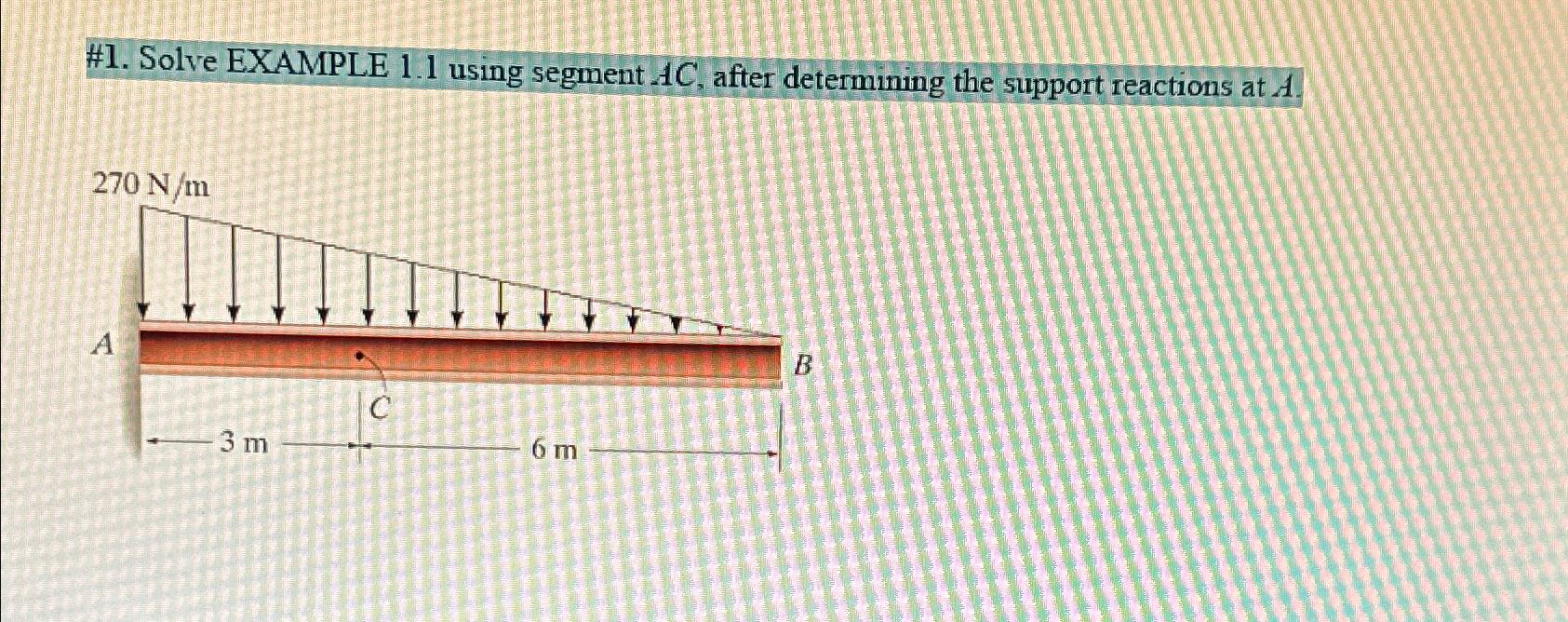 #1. Solve EXAMPLE 1.1 using segment AC, after determining the support reactions