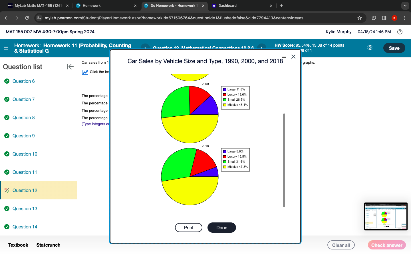 Homework 11 (Probability, Counting & Statistical G Question list Question 6 Question