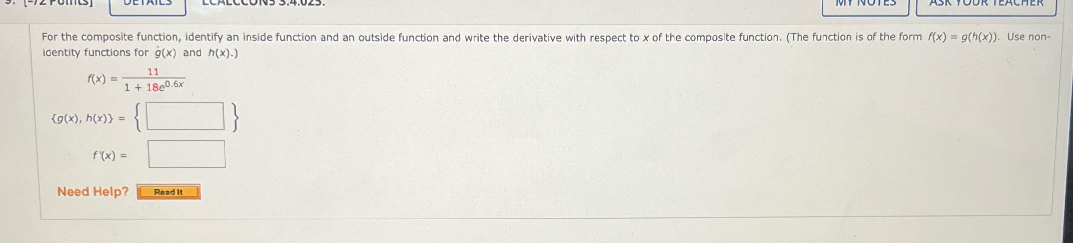ASK HER For the composite function, identify an inside function and an