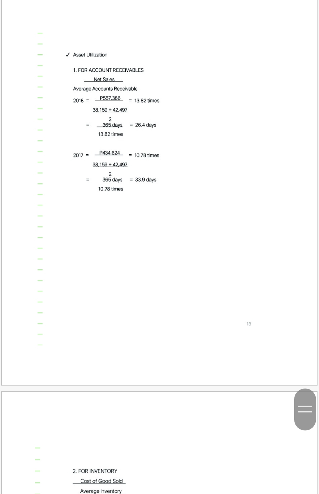 RATIO ANALYSIS LIQUIDITY 1. CURRENT RATIO Current assets Current liabilities P162.022 1.04:1