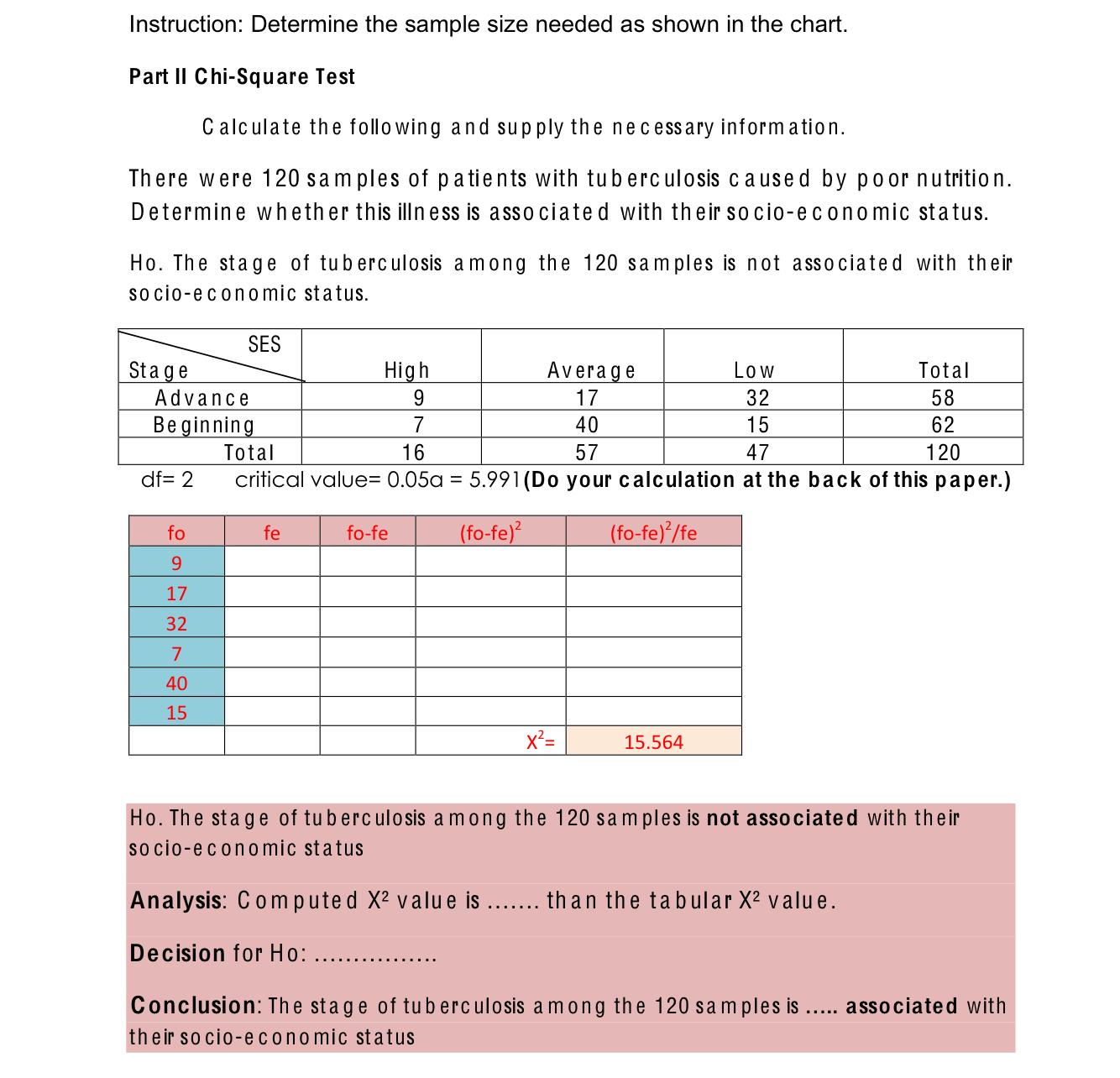 Instruction: Determine the sample size needed as shown in the chart. Part
