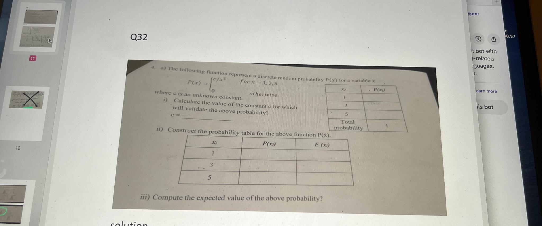 12 22 11 Q32 4. a) The following function represent a discrete