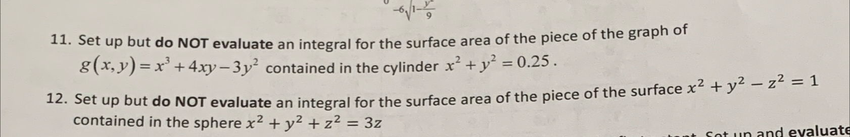 -61-1 11. Set up but do NOT evaluate an integral for the
