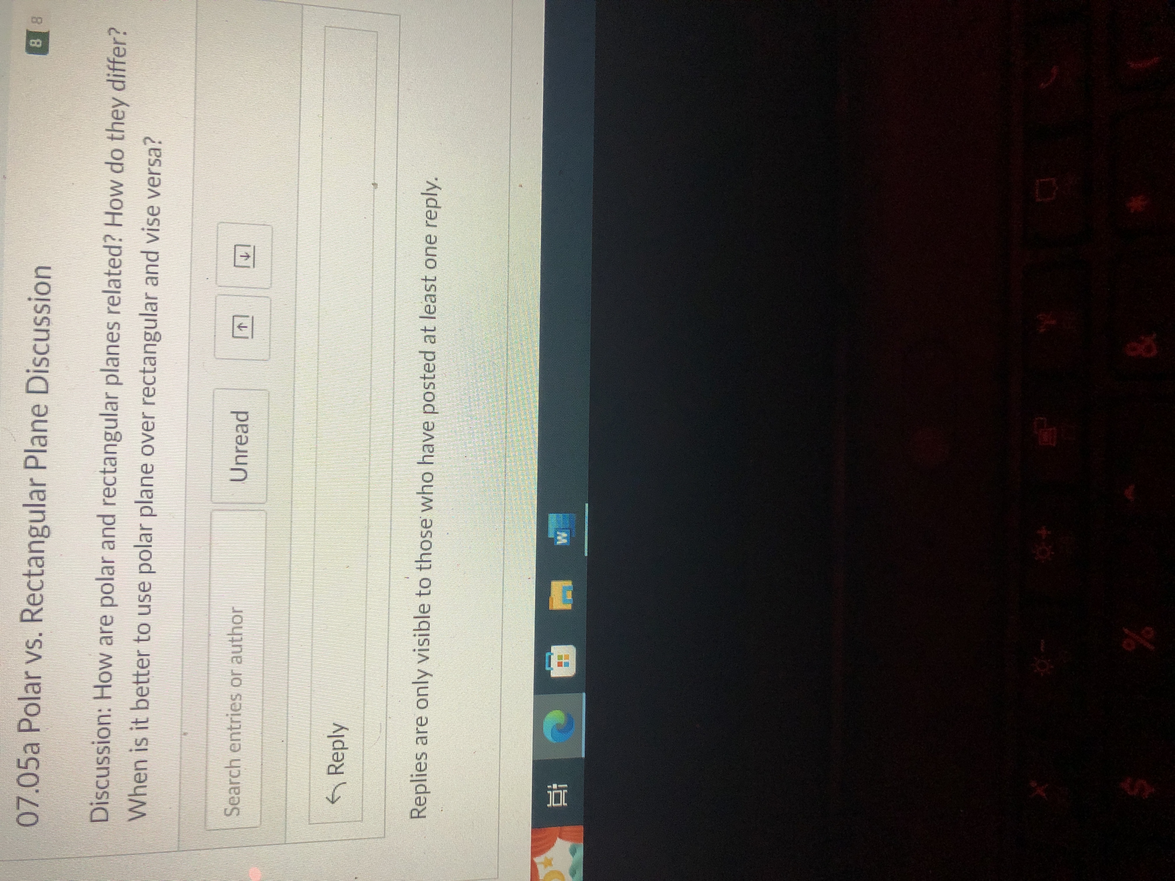 07.05a Polar vs. Rectangular Plane Discussion 8 8 Discussion: How are polar