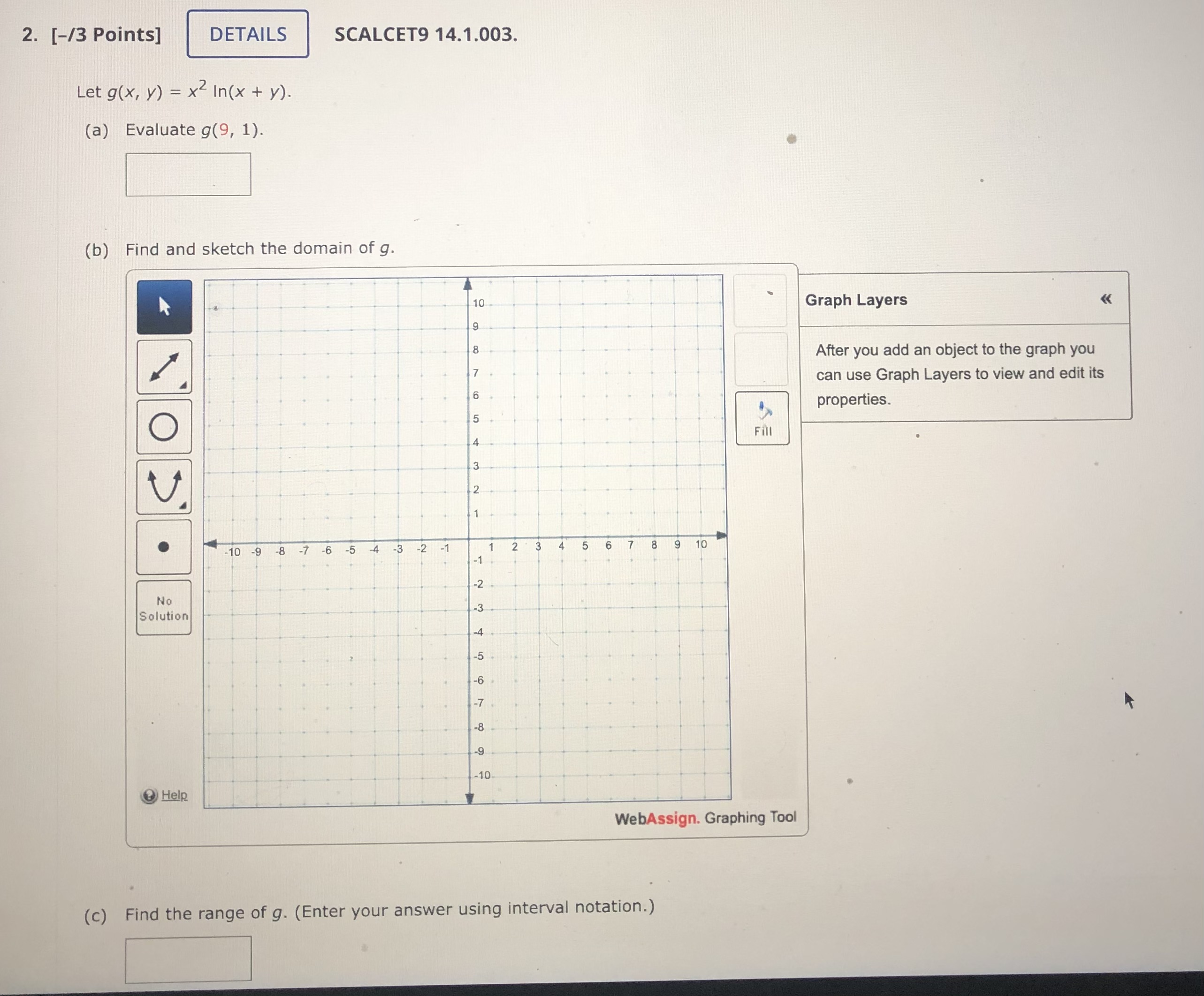 (a) Evaluate g(8, 1). 64 ln(9) PREVIOUS ANSWERS SCALCET9 14.1.003. MY NOTES