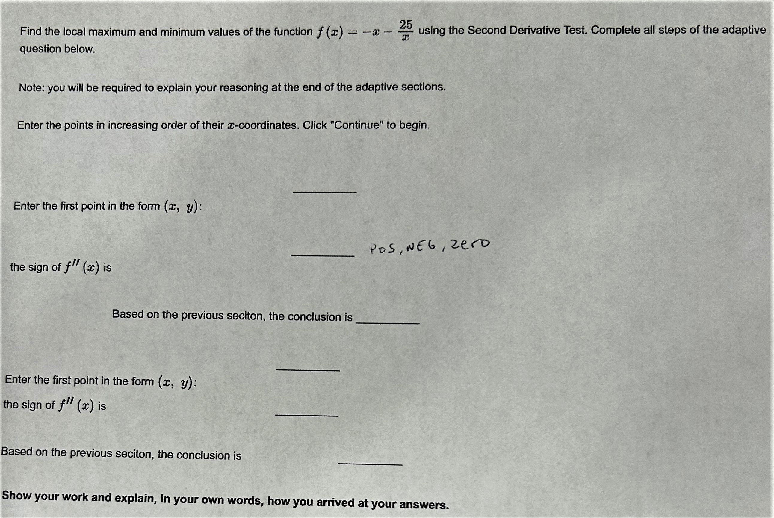 Find the local maximum and minimum values of the function f (x)