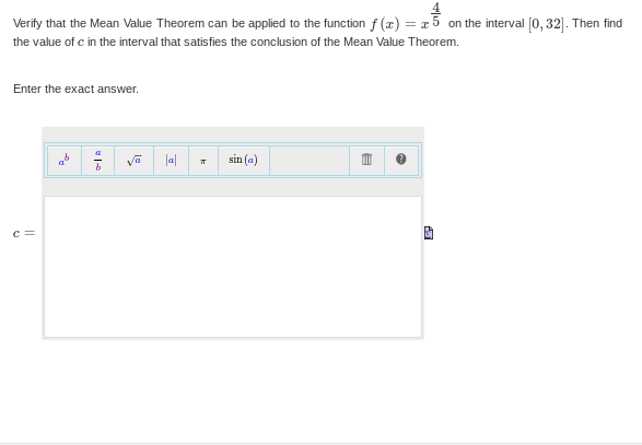 Verify that the Mean Value Theorem can be applied to the function