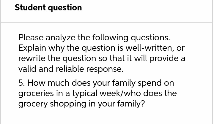Student question Please analyze the following questions. Explain why the question is