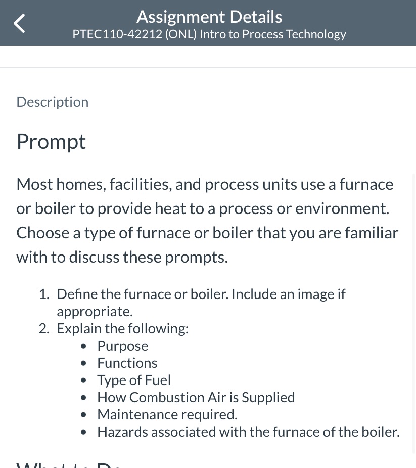 Assignment Details PTEC110-42212 (ONL) Intro to Process Technology Description Prompt Most homes,
