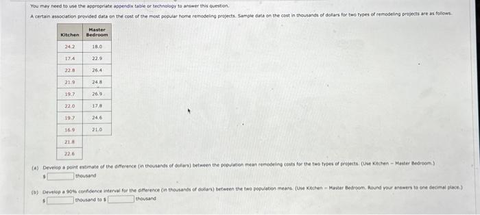 You may need to use the appropriate appendix table or technology to