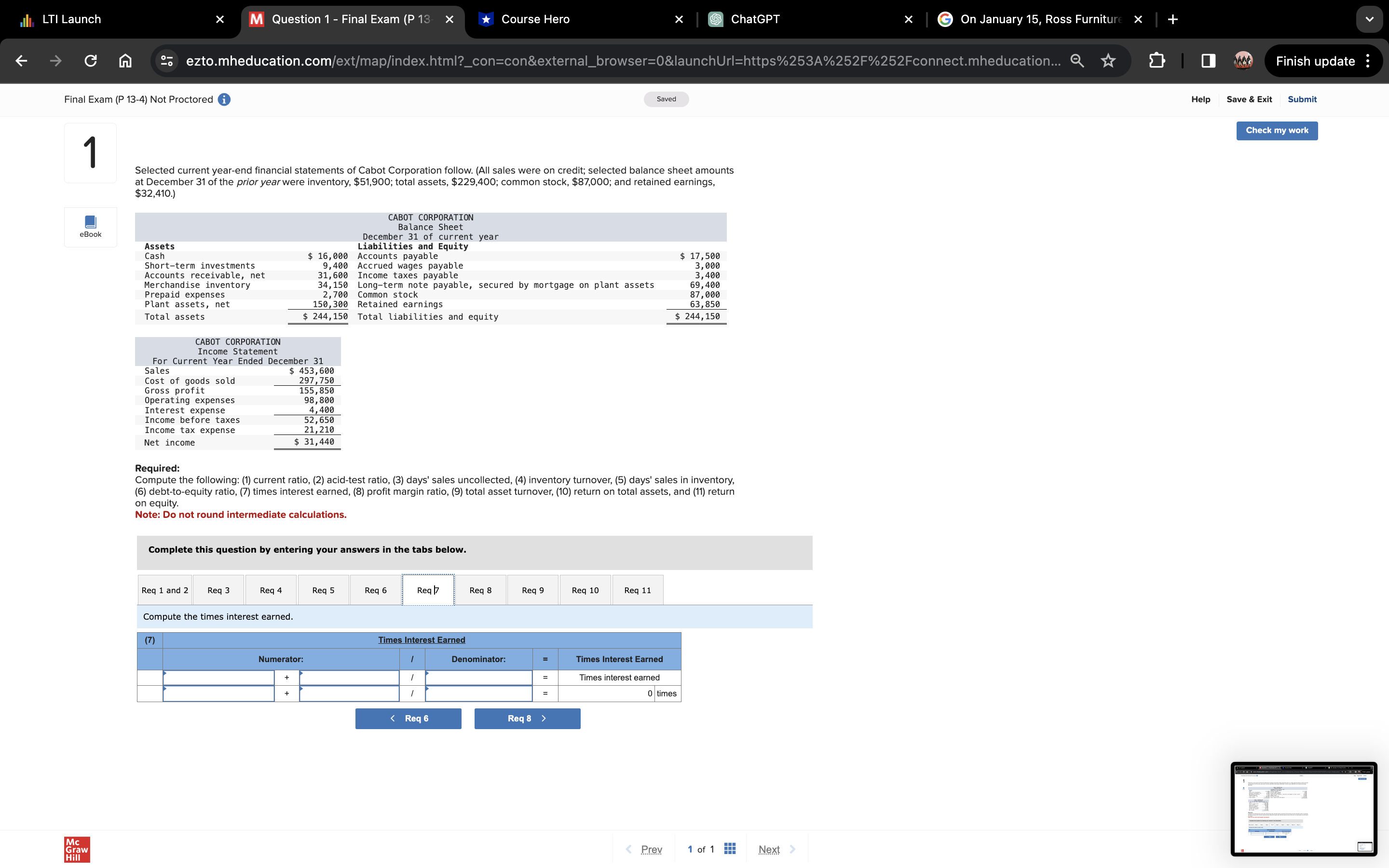 total assets, $229,400; common stock, $87,000; and retained earnings, $32,410.) eBook Assets
