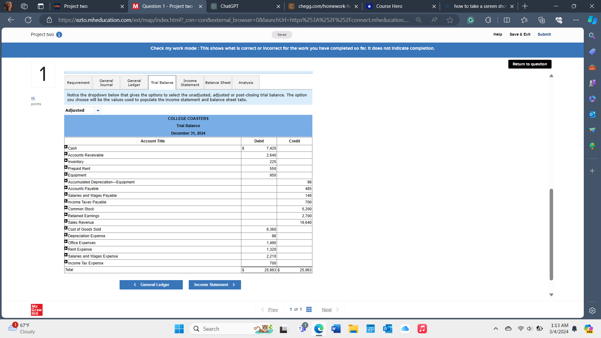 two ChatGPT C chegg.com/homework-he X Course Hero how to take a sxreen