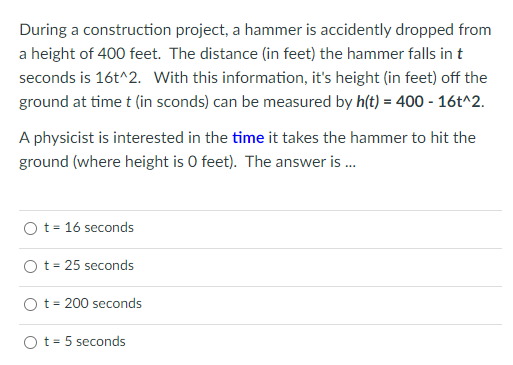 During a construction project, a hammer is accidently dropped from a height