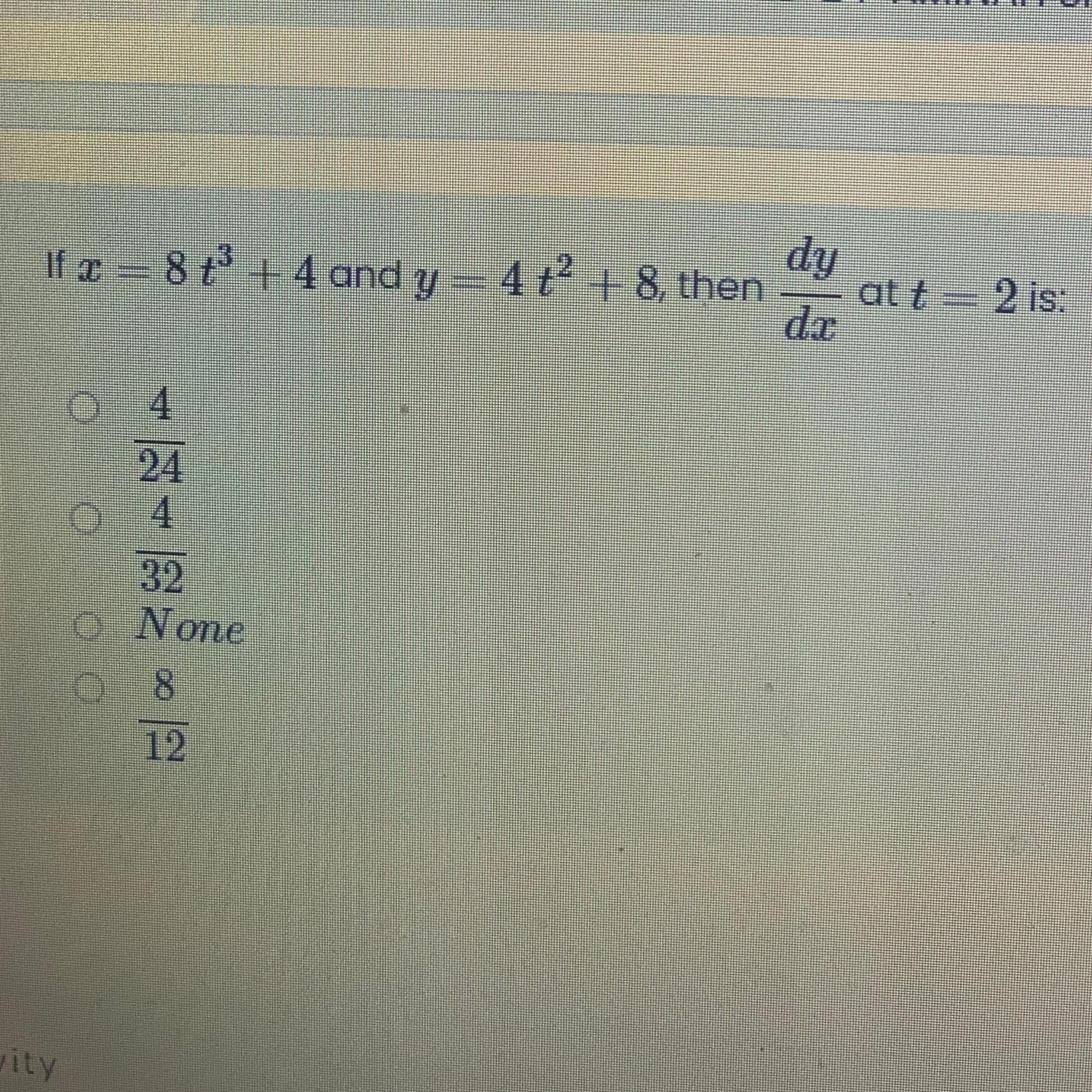 If x = 8 t +4 and y = 4 t +8,