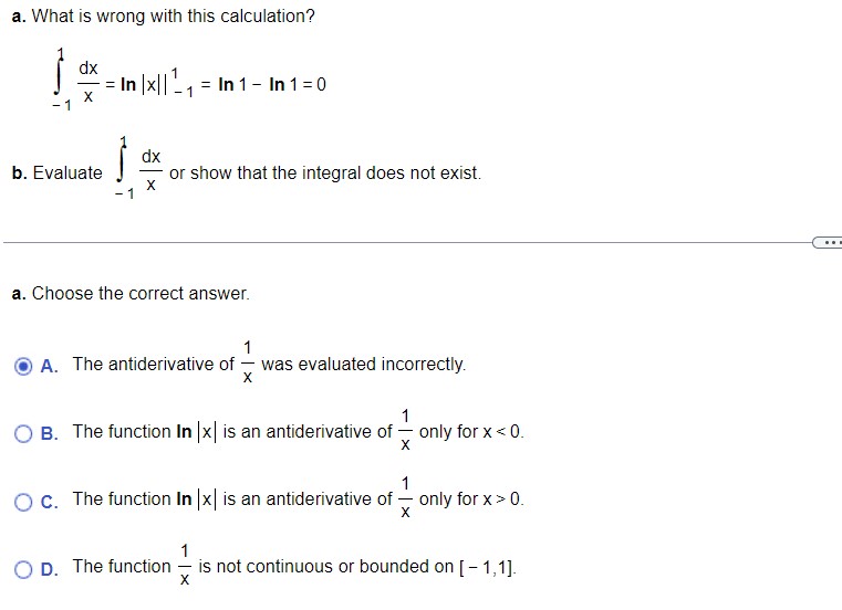 a. What is wrong with this calculation? dx In |x|| = In