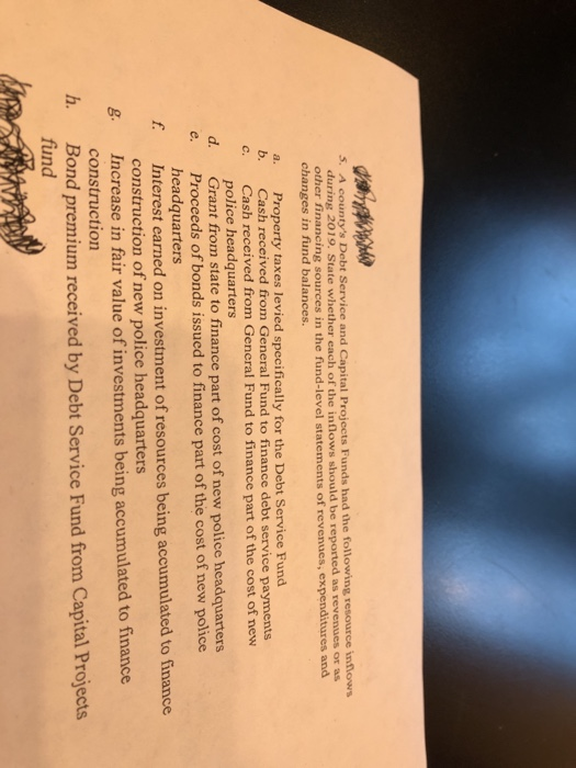 h. g. f. d. e. 5. A county's Debt Service and Capital