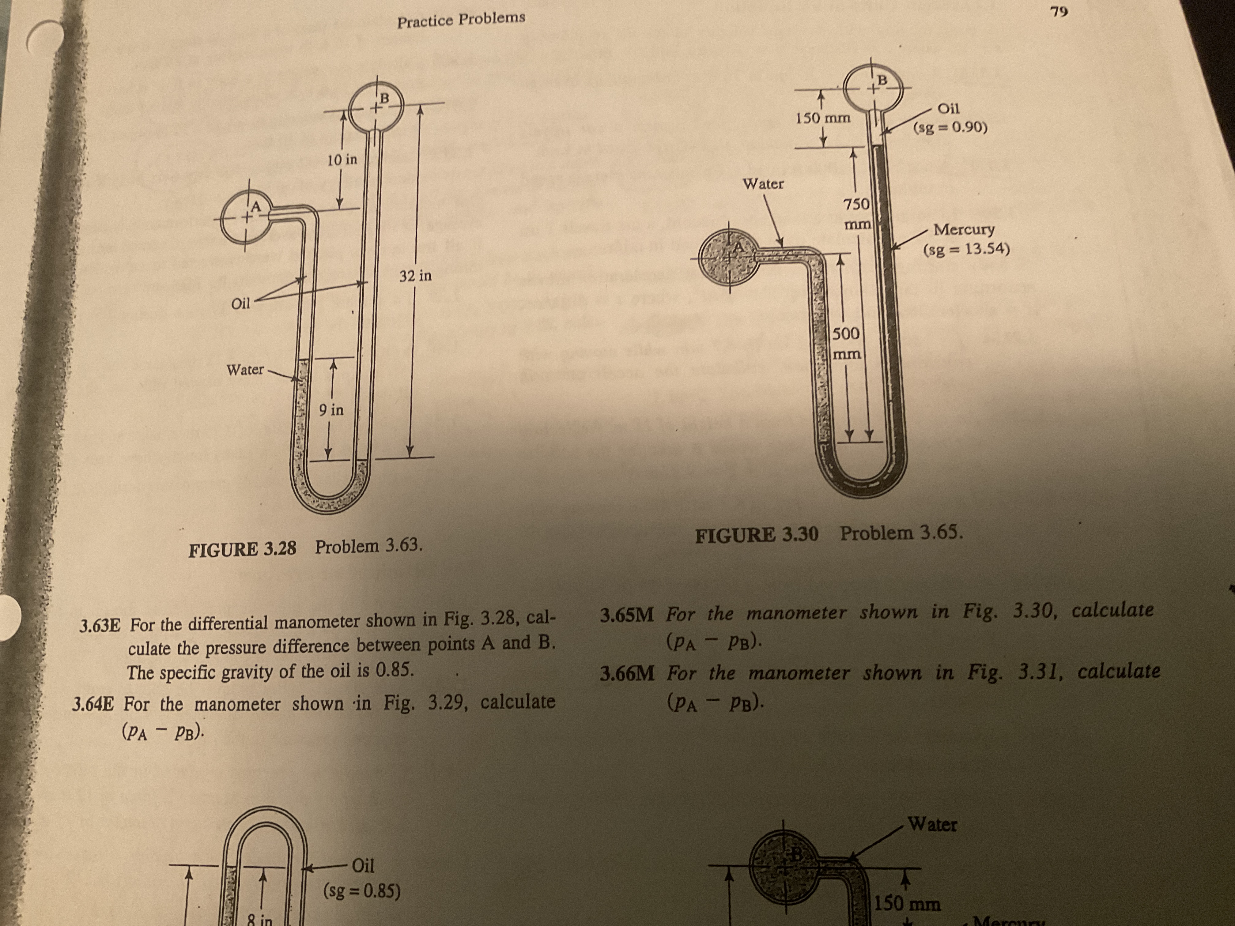 A 10 in B Practice Problems 32 in A Oil Water 9